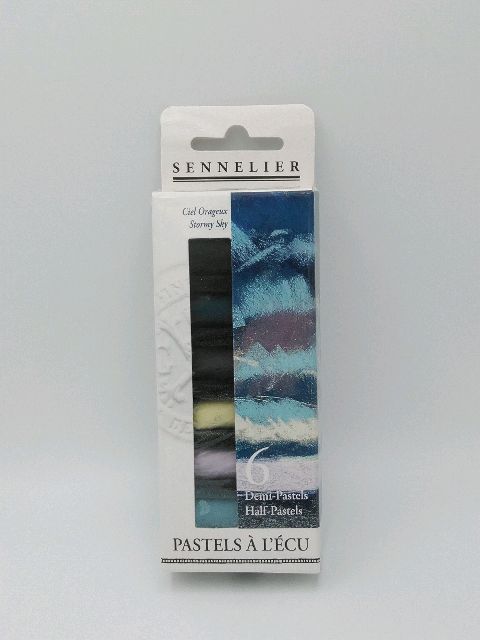 Etui 6 demi pastels à l'écu ciel orageux Sennelier