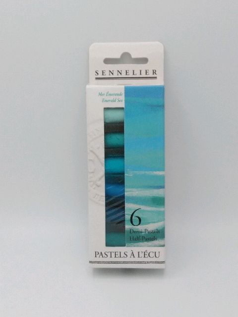 Etui 6 demi pastels à l'écu mer émeraude Sennelier