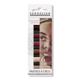 Etui 6 demi pastels à l'écu Tons peaux sombres Sennelier