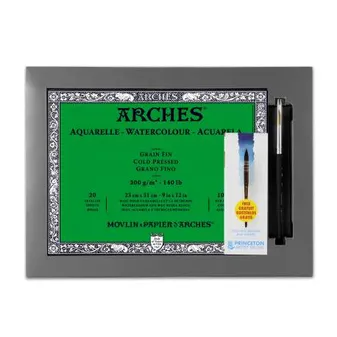 Set Arches grain fin 300g bloc 20F 23x31 cm + 1 pinceau offert
