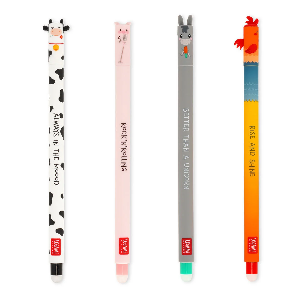Legami Set de 4 stylos effaçables Farm sweet farm