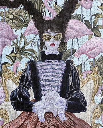 Puzzle 1000 pièces Girl with pink flamingos / Pomegranate – Image 2