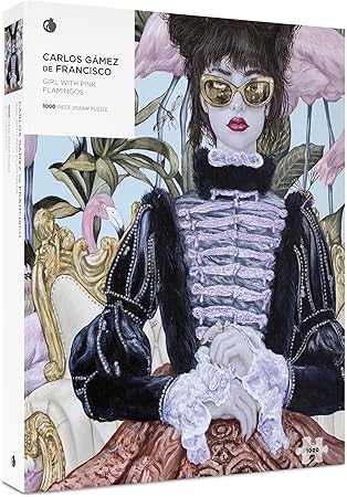 Puzzle 1000 pièces Girl with pink flamingos / Pomegranate