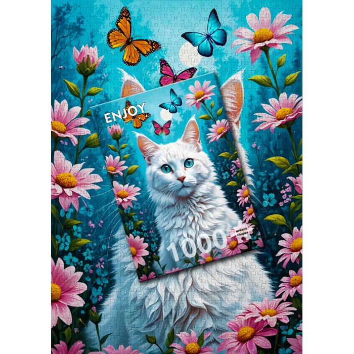 Puzzle 1000 pièces White cat / Enjoy Puzzle