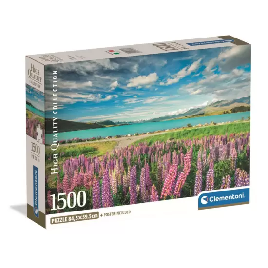 Puzzle 1500 pièces Lupins at Lake Tekapo Clementoni