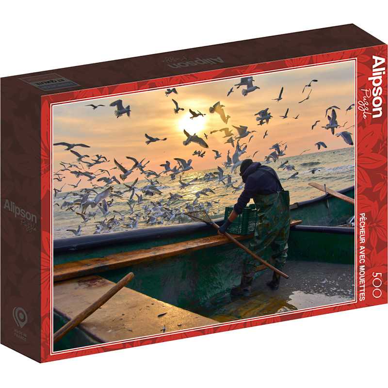 Puzzle 500 pièces Pêcheur et mouettes