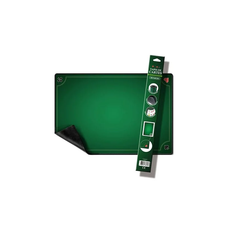 Tapis de cartes format belote néoprène vert